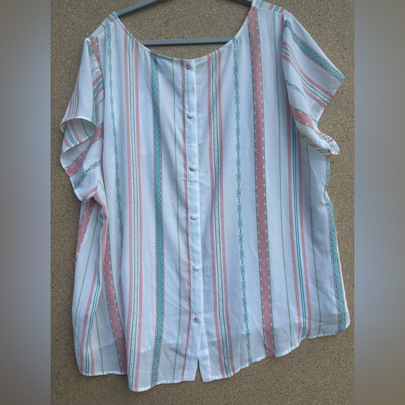 Torrid Short Sleeve Boxy Striped Shirt Size 4 - Picture 1 of 8